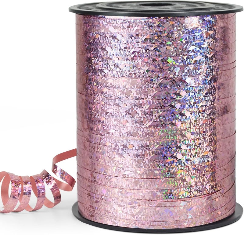 VISPAD Pink Curling Ribbon - 500 Yard Shiny Metallic Curly Gift Ribbon for Wrapping & Floristry - Image 1